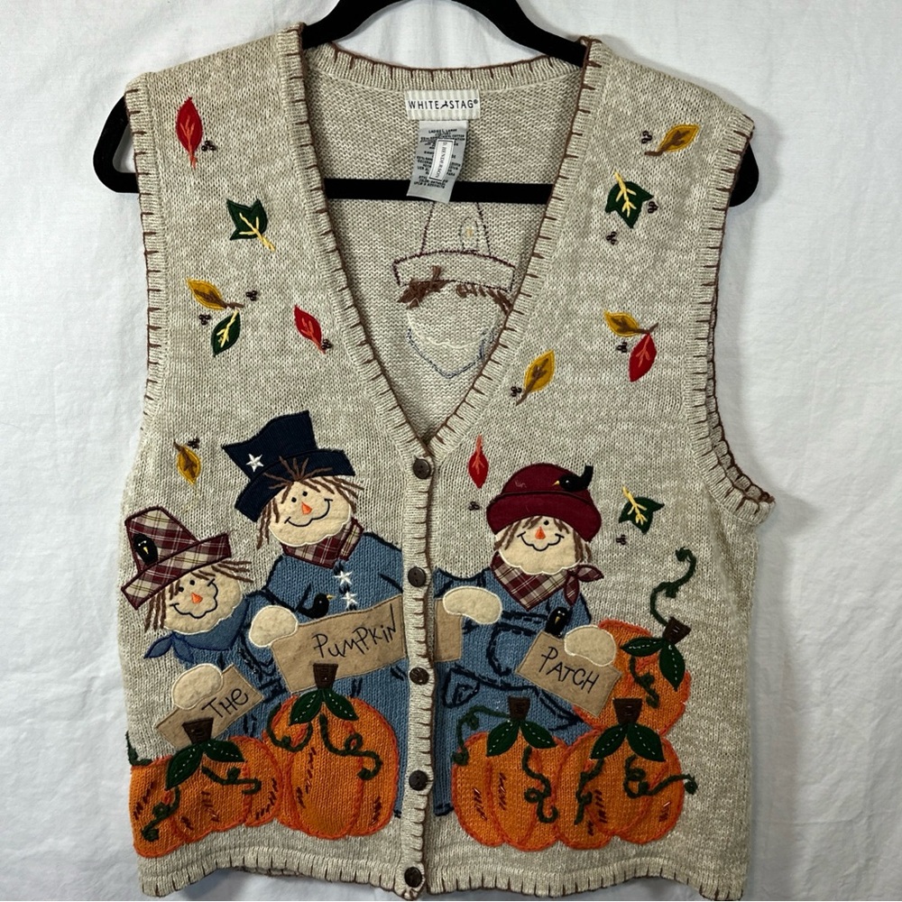 White Stag Kids Pumpkin Patch Vest - Cream and Orange SZ L